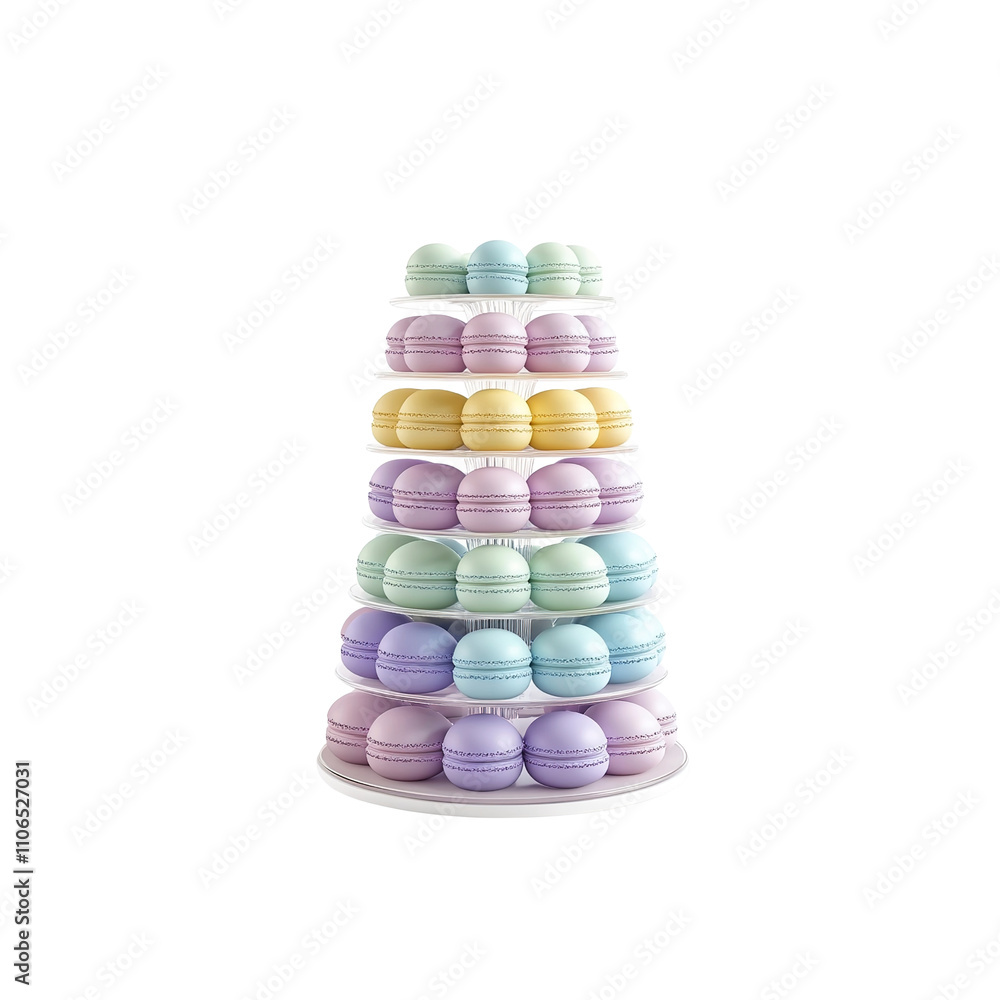 Pastel Macaron Tower on White Background Pastel Macaron Tower on White Background