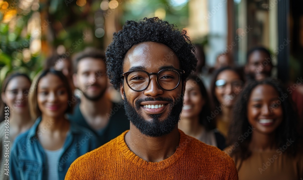 Smiling Man in a Group Smiling Man in a Group