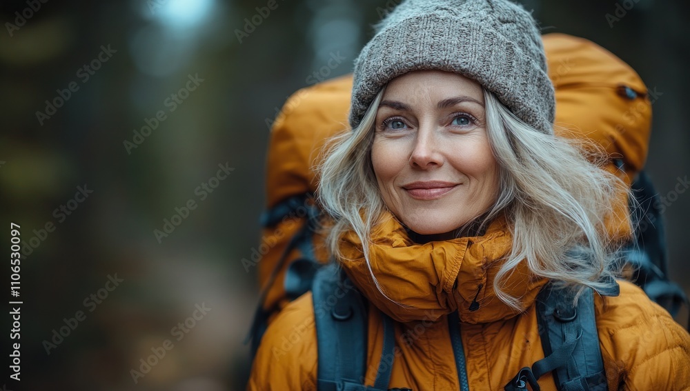 Woman Hiking in the Woods Woman Hiking in the Woods