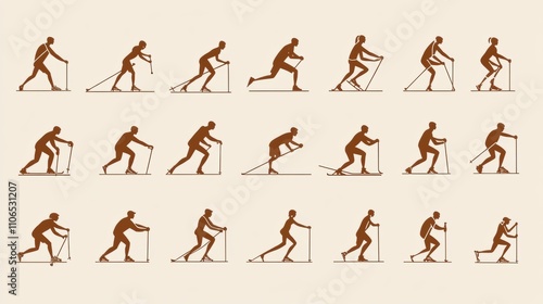 Wallpaper Mural A Comprehensive Collection of Nordic Skiing Silhouettes Showcasing Various Techniques and Styles for Winter Sports Enthusiasts and Designers Torontodigital.ca