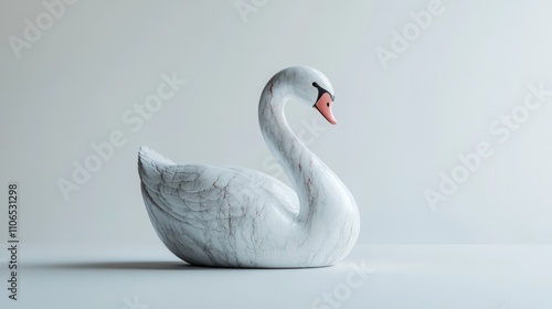 Fototapeta Naklejka Na Ścianę i Meble -  Elegant white marble swan sculpture.