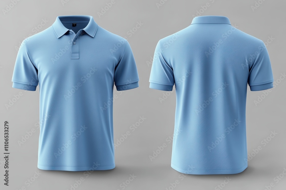 Light blue polo shirt front and back Light blue polo shirt front and back