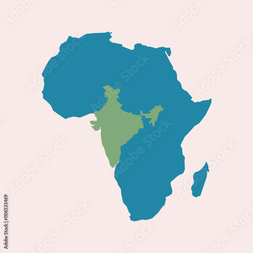 Comparison of africas land area to selected contries india. Vector illustration