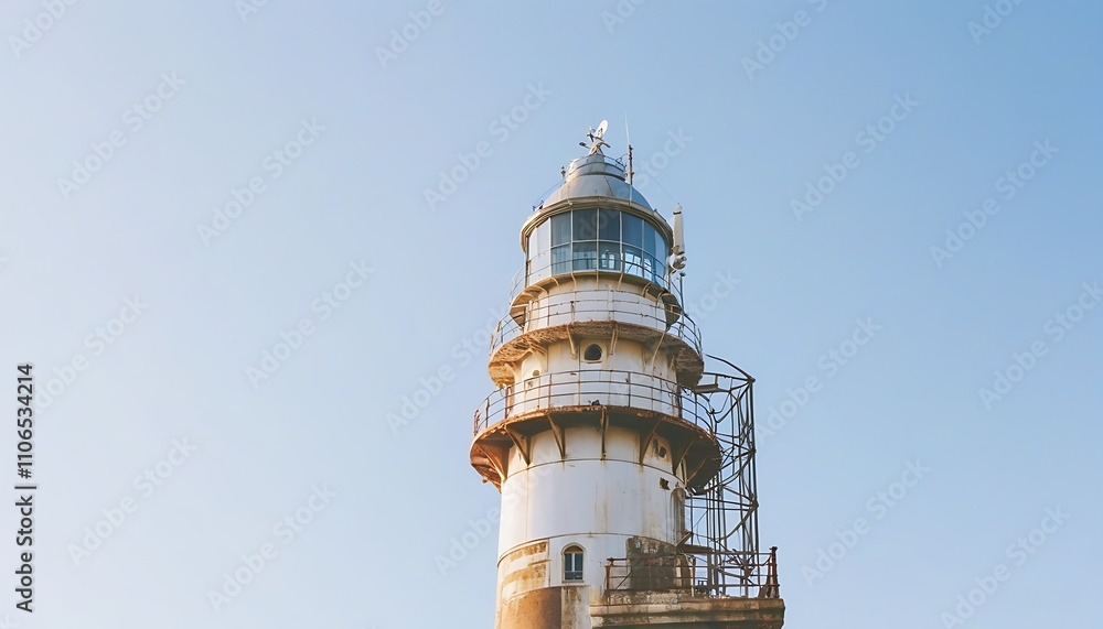 The beauty of ancient lighthouse on the coast and industrial ruins The beauty of ancient lighthouse on the coast and industrial ruins