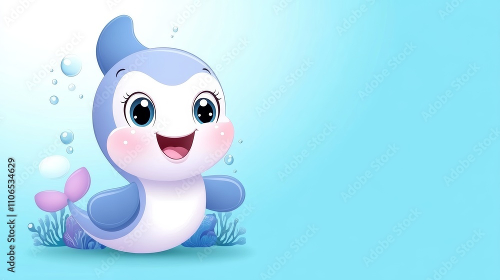 Fototapeta premium Happy Cartoon Aquatic Character Smiling in Vector Style