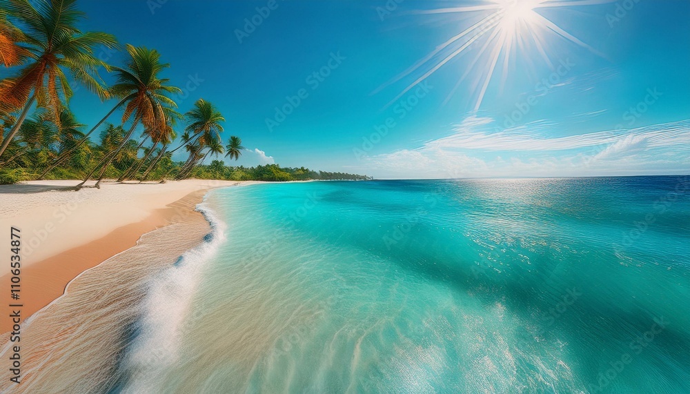 Naklejka premium Transparent blue water sparkles under the sunlight.