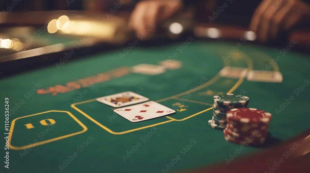 A hand reveals an ace of hearts in a casino game. A hand reveals an ace of hearts in a casino game.