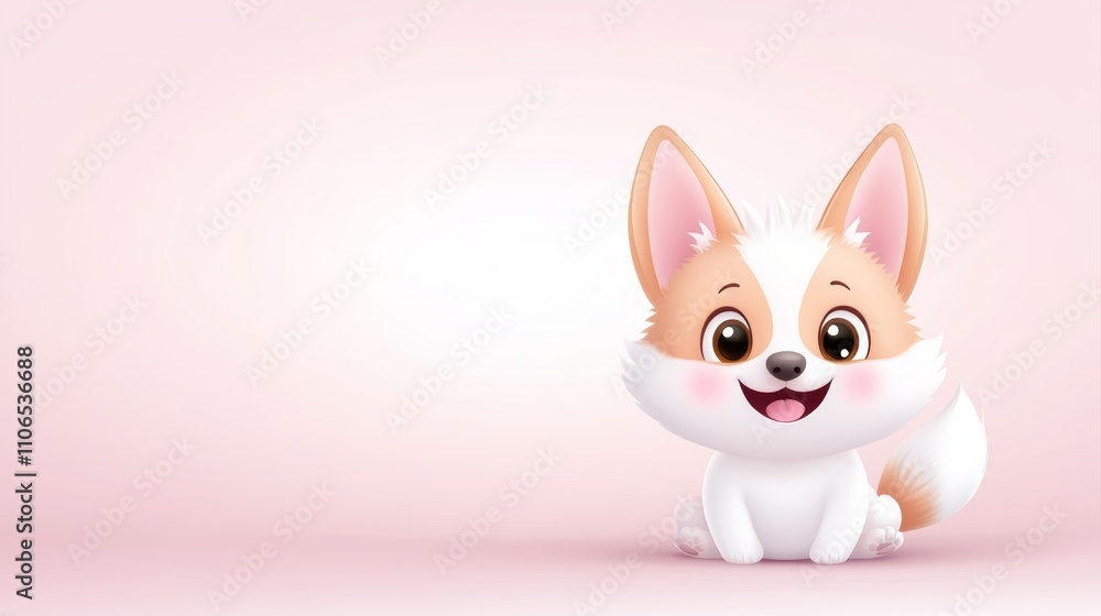Fototapeta premium Cute Cartoon Pet Character in Vector Style with Happy Expression