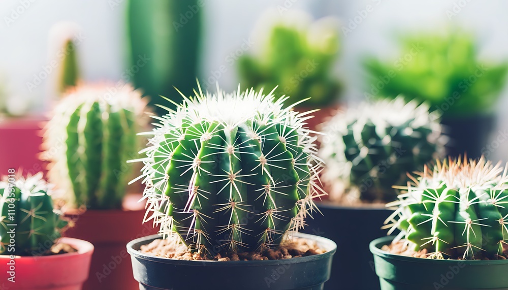 Artistic shallow focus photography of potted cacti Artistic shallow focus photography of potted cacti