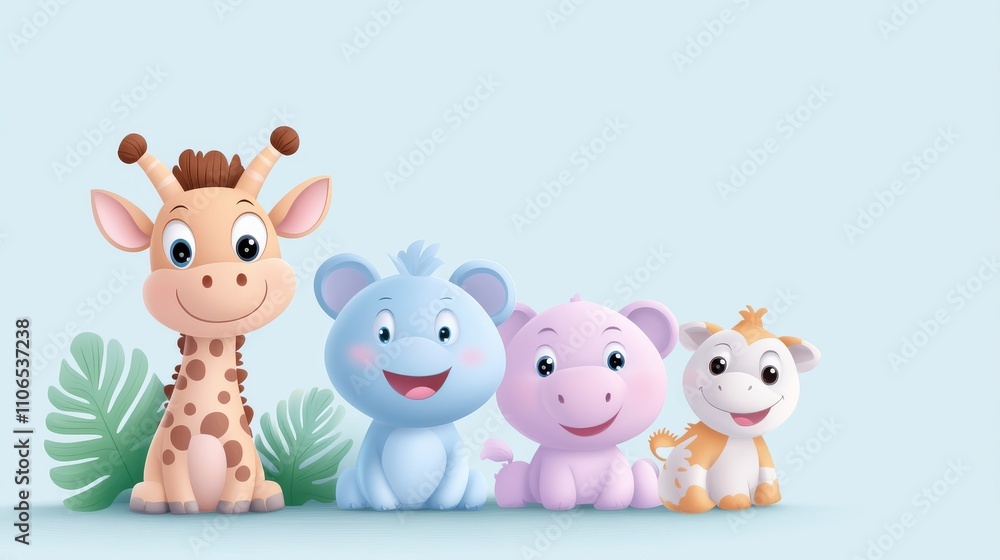 Cute Cartoon Animal Characters in Vector Style for Kids Illustration Cute Cartoon Animal Characters in Vector Style for Kids Illustration
