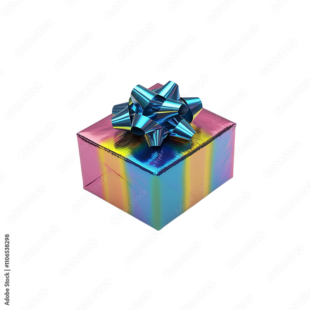 Rainbow Gift Box with Teal Bow - Festive Present Rainbow Gift Box with Teal Bow - Festive Present