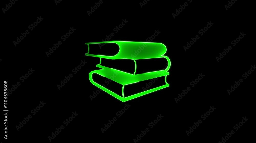 Beautiful Neon Cyan Line Holy Book Gesture Icon. Books icon neon. Neon sign of an open book animated on a black background.