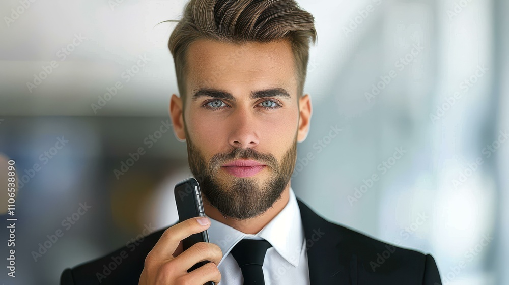 A sharp dresser reviews important calls in a sleek office, projecting confidence and professionalism.