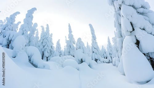 Tranquil beauty of a frozen forest in winter