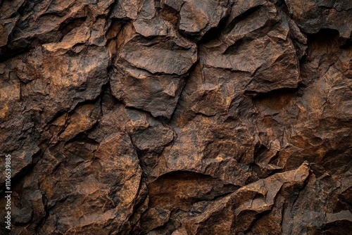 Textured Rock Surface Rugged Brown Mountain Background Close-up Natural Earth Tones