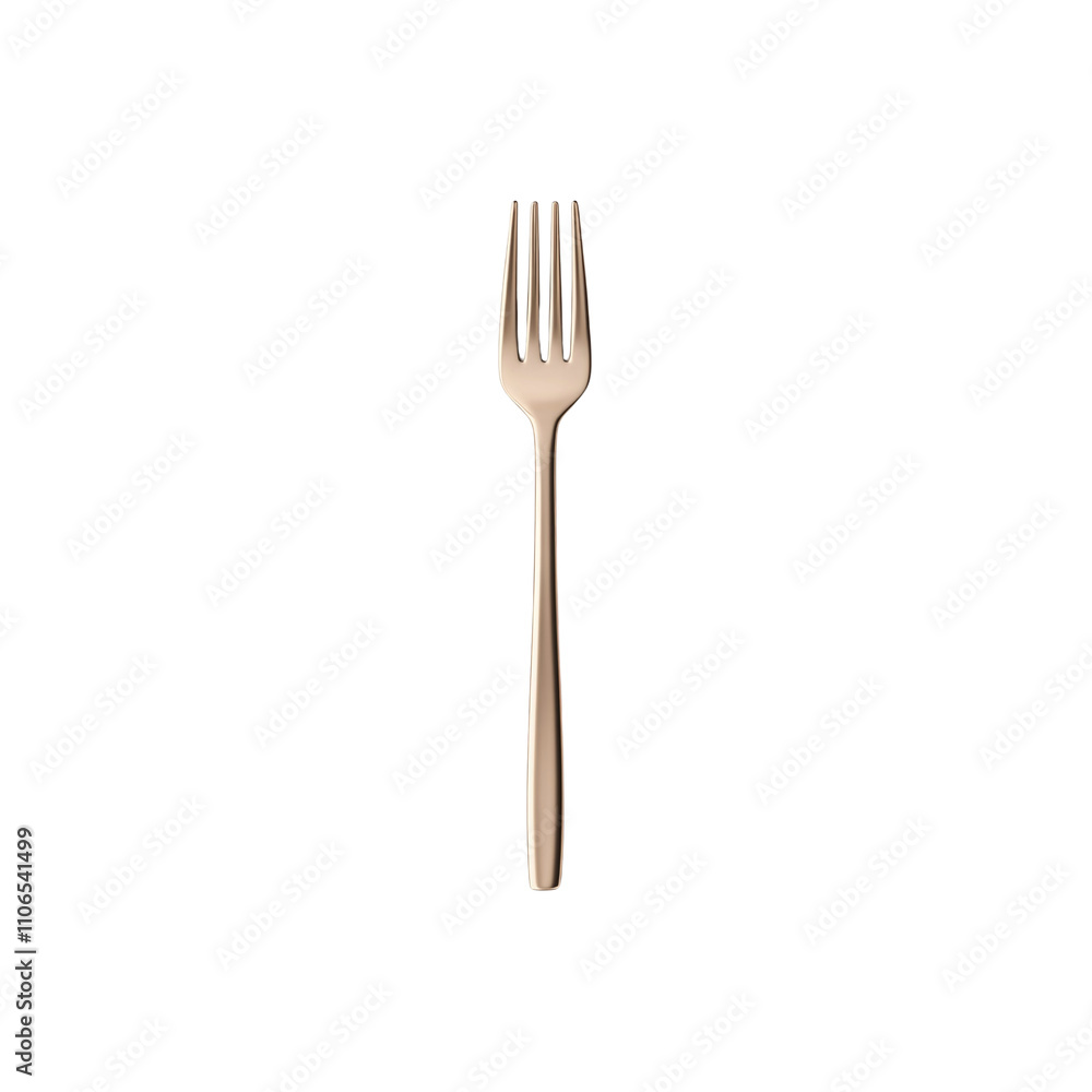 Elegant Rose Gold Dinner Fork Isolated on White Background Elegant Rose Gold Dinner Fork Isolated on White Background
