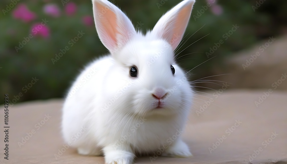 Obraz premium Adorable moments of white rabbits captured in charming animal portrait photography.