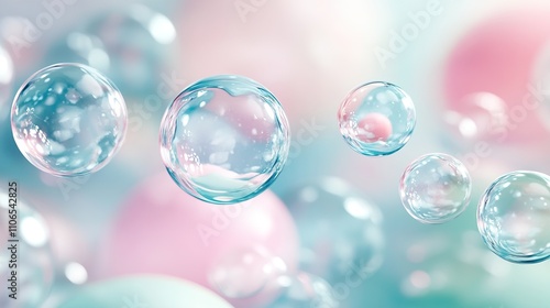 Translucent Bubbles Floating in a Pastel Dreamlike Setting