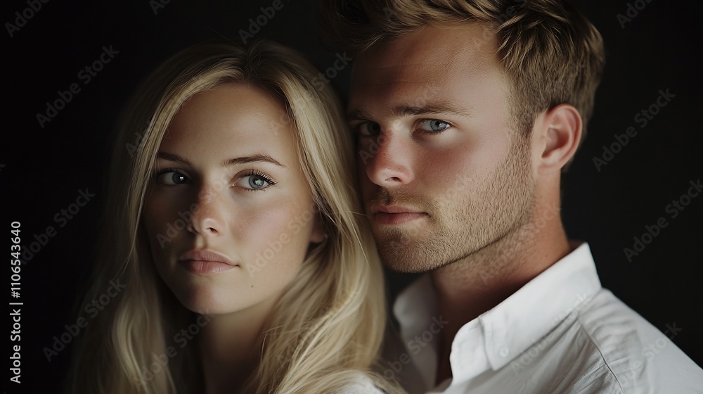 Close-up portrait of a young attractive couple. Close-up portrait of a young attractive couple.