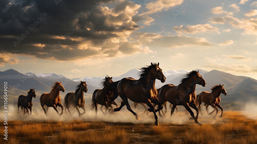 Fototapeta premium Wild Horses Running