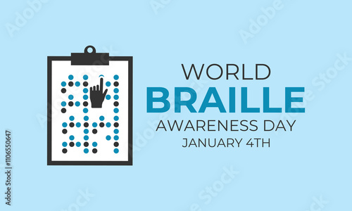 vector graphic of World Braille Day january 4th. Blind braille for reading a book. Banner poster, flyer and background design template. Vector illustration. Eps 10.