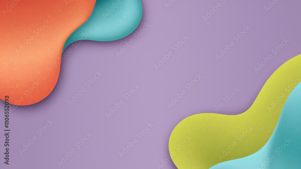 A vibrant abstract background featuring elegantly flowing shapes in orange, teal, and green against a soft purple backdrop. A vibrant abstract background featuring elegantly flowing shapes in orange, teal, and green against a soft purple backdrop.