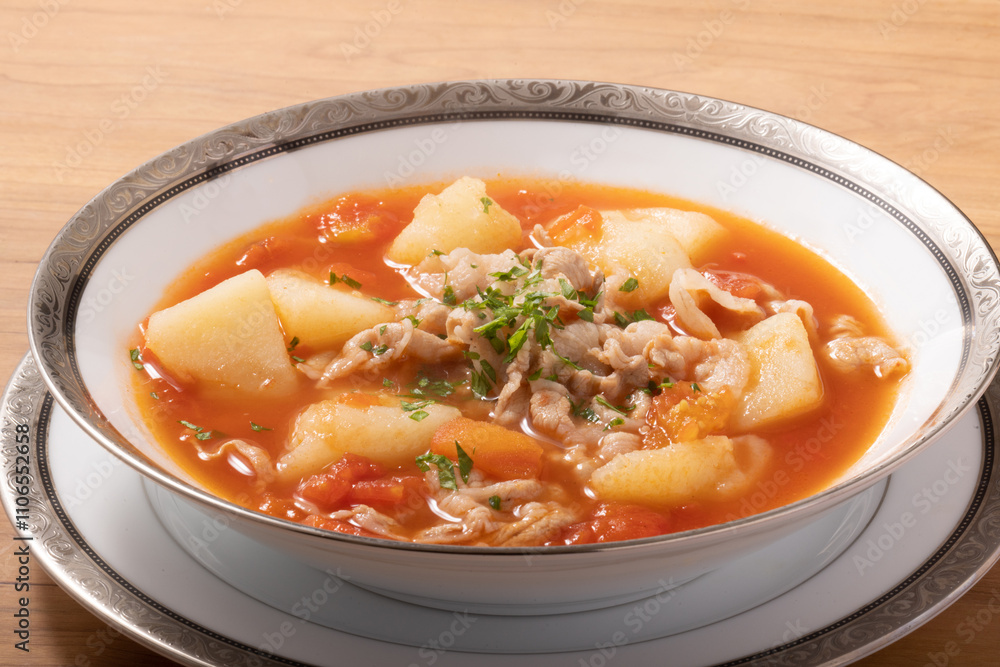 豚肉とじゃがいもの トマトスープ 豚肉とじゃがいもの トマトスープ