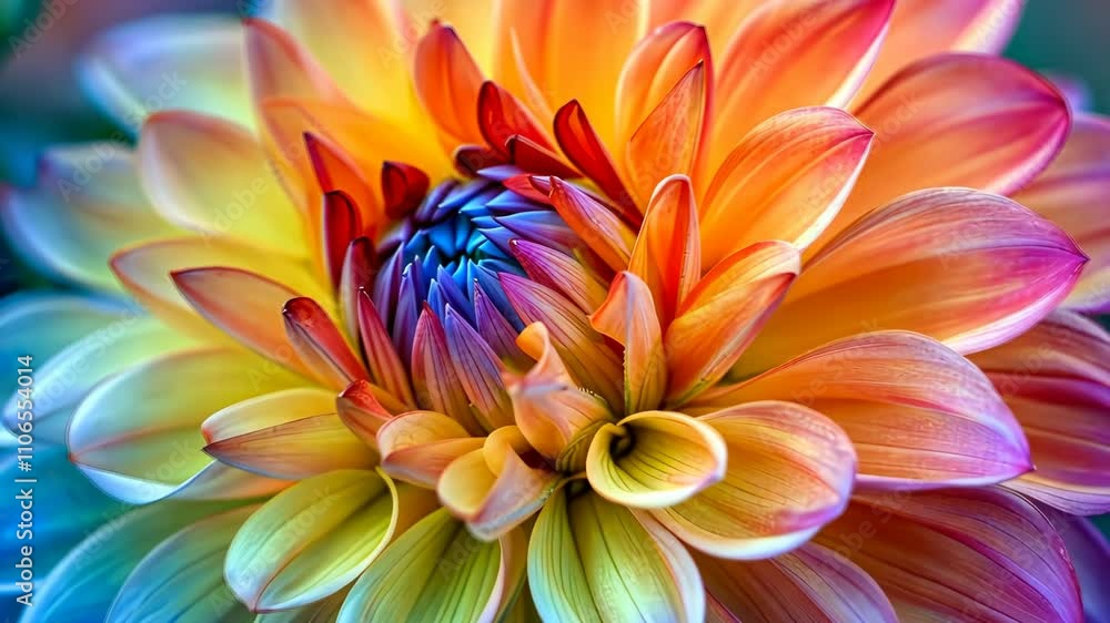 Close-up of a multi-colored flower with abundant petals, a stunning floral display, Ai Generated.