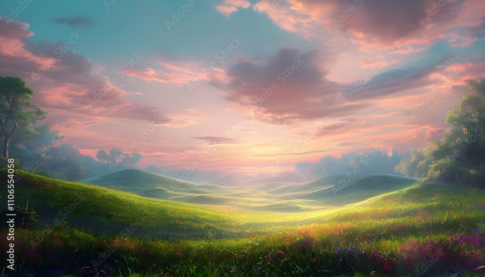 Fototapeta premium Sunset Landscape Background