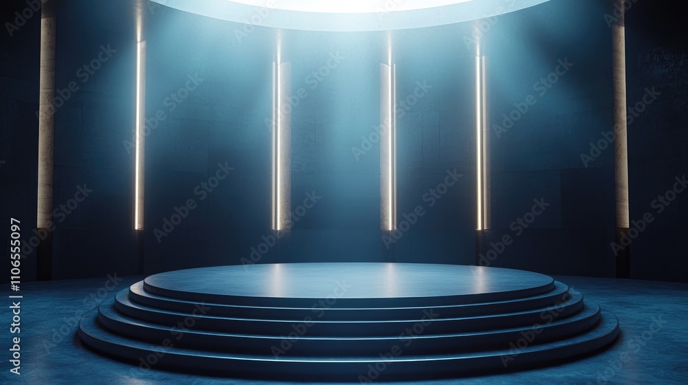 Obraz premium Illuminated Circular Platform Modern Architectural Design