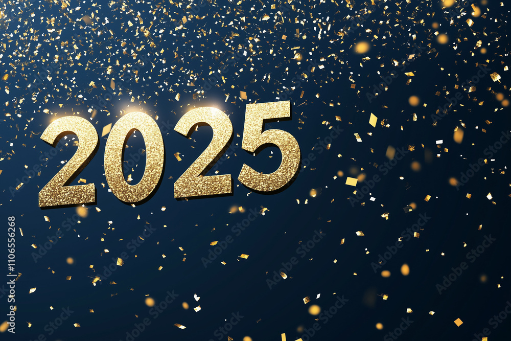 2025 golden number on blue background, Happy New Year, welcome 2025, the number 2025 golden number on blue background, Happy New Year, welcome 2025, the number