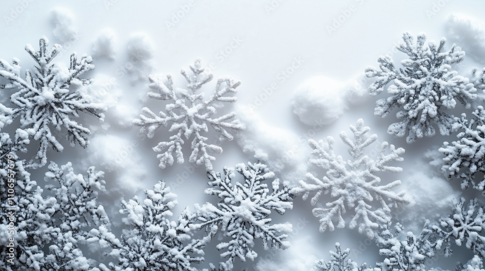 Delicate Beauty of Snowflakes in a Winter Landscape Delicate Beauty of Snowflakes in a Winter Landscape