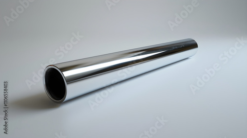 Sleek Polished Metallic Tube Against White Background