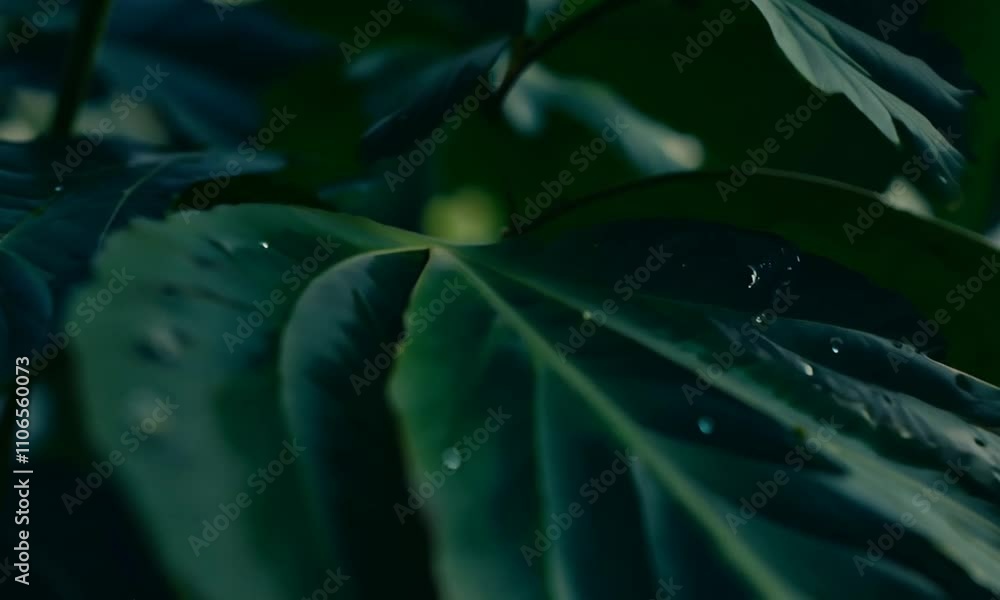 closeup tropical green leaves texture and dark tone process, abstract nature pattern background closeup tropical green leaves texture and dark tone process, abstract nature pattern background