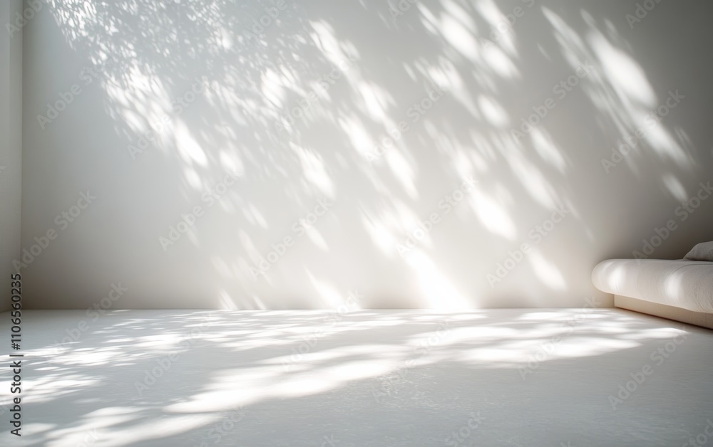 Minimalist Light Background with Blurred Foliage Shadow on White Wall for Presentation Minimalist Light Background with Blurred Foliage Shadow on White Wall for Presentation