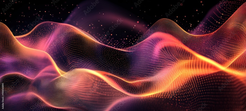 Fototapeta premium Abstract Orange and Purple Waves Digital Art