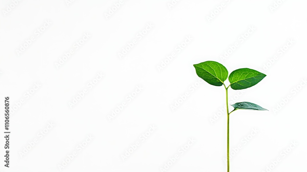 A vibrant and clean shot of a young echinacea plant, fresh green leaves standing out against a bright white backdrop A vibrant and clean shot of a young echinacea plant, fresh green leaves standing out against a bright white backdrop