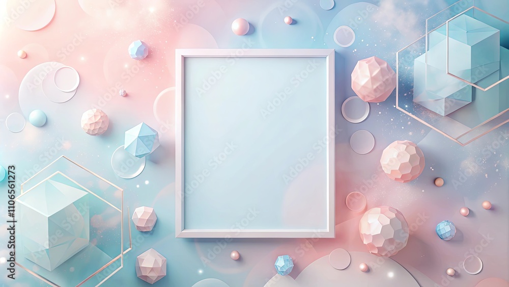 Pastel Geometric Shapes Surround Blank Frame for Mockup Design Pastel Geometric Shapes Surround Blank Frame for Mockup Design