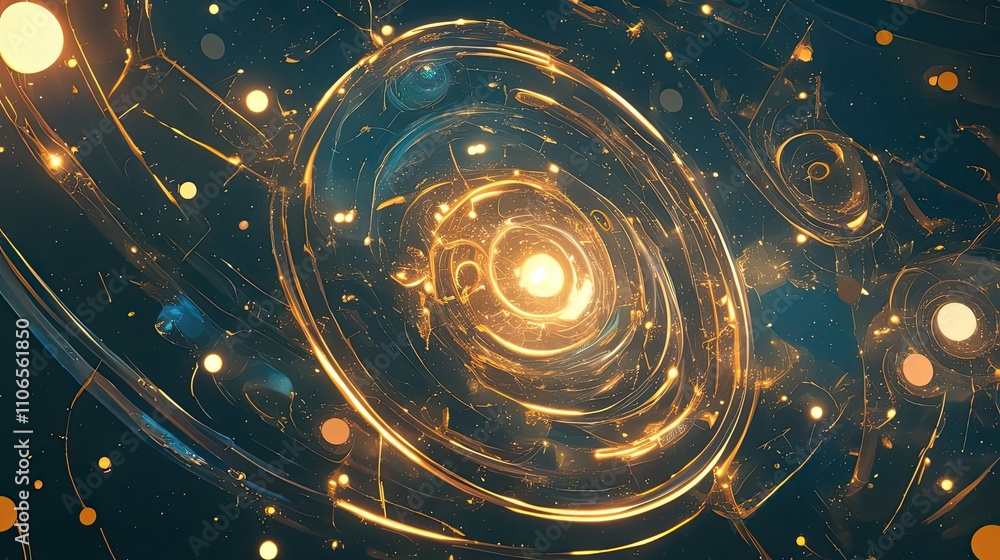 Abstract Golden Cosmic Swirls and Nebulae Abstract Golden Cosmic Swirls and Nebulae