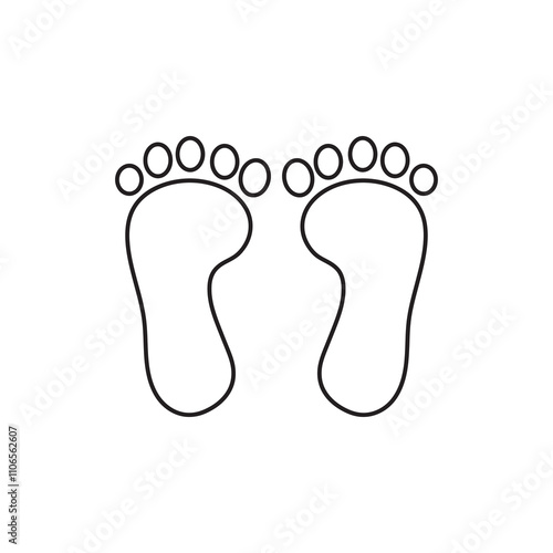 Baby feet vector linear illustration for web and app..eps