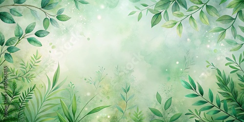 Serene Watercolor Greenery Frame Lush Foliage and Soft Pastel Background Ideal for Invitation or Announcement Designs