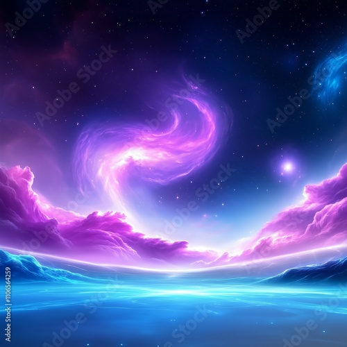 Ethereal Cosmic Dreamscape with Starry Night Sky