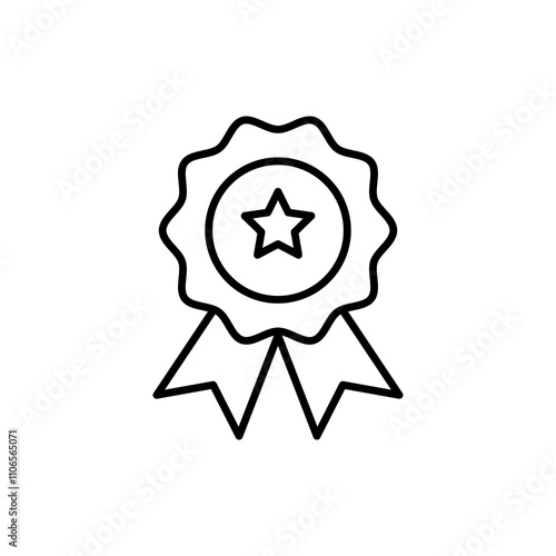 Award ribbon vector icon, simple flat black linear illustration for web and app..eps