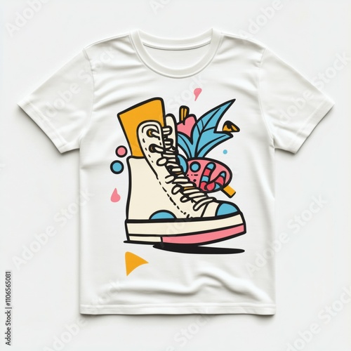 Colorful Graphic T-Shirt with Sneaker Design photo