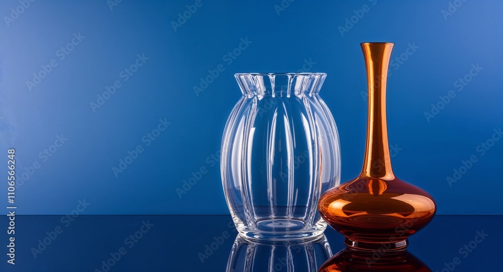 Glass Vase on Blue background design Glass Vase on Blue background design