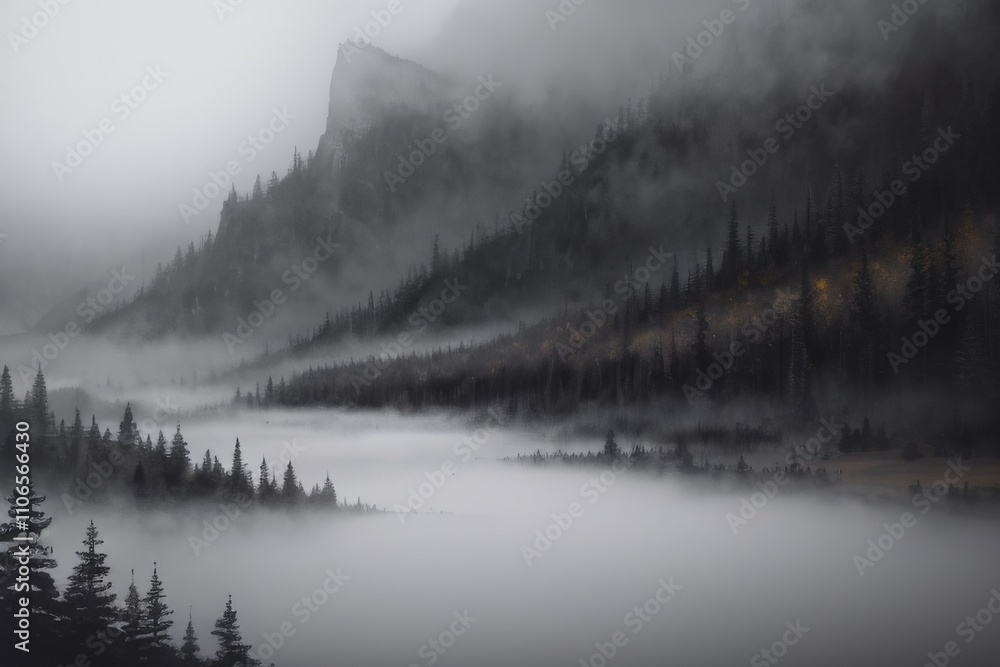 Fototapeta premium Painted - Foggy Environment Landscape - Nature