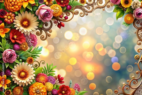 Beautiful Floral Swirl Decoration Framed in a Corner Border - Stunning Drone Photography Capture of Nature's Elegance and Design Inspiration