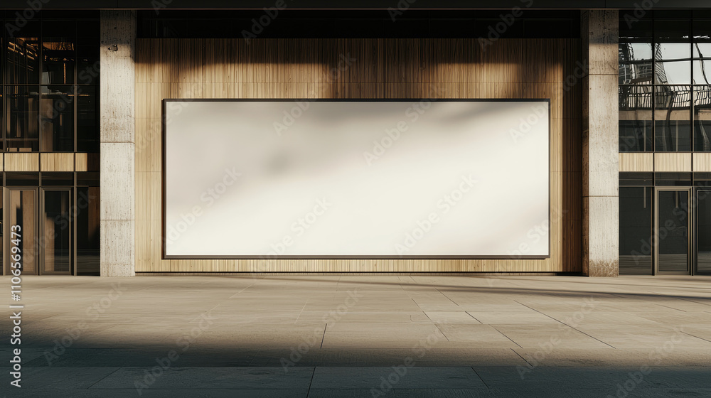 Large blank billboard on modern building exterior Large blank billboard on modern building exterior