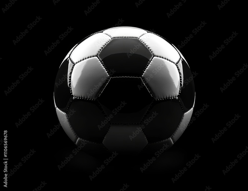 Black and White Soccer Ball on Dark Background Black and White Soccer Ball on Dark Background