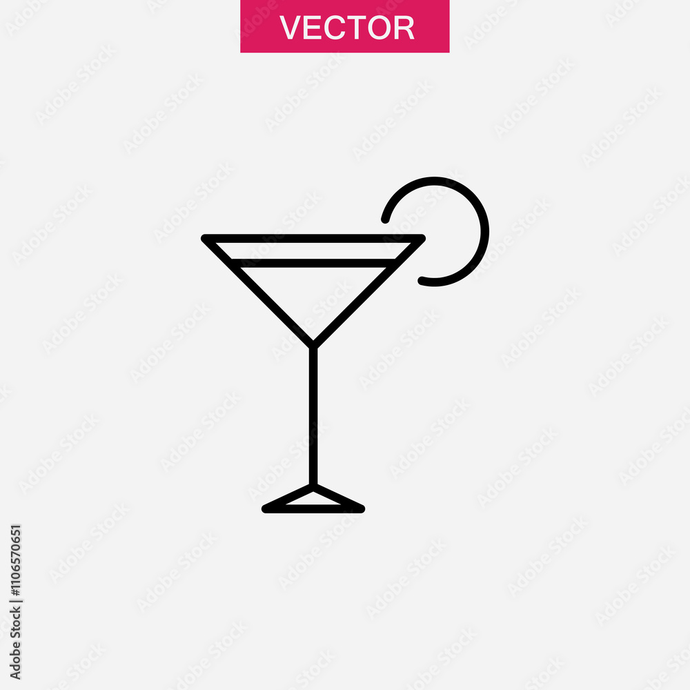 Cocktail line icon, vector Martini symbol linear illustration for web and app..eps Cocktail line icon, vector Martini symbol linear illustration for web and app..eps